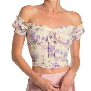 Abound Women's Floral Off-Shoulder Smocked Crop Top